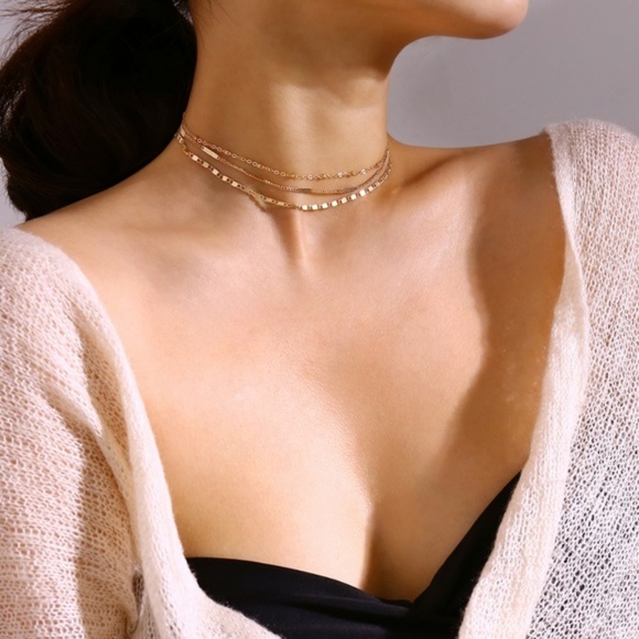 Boutique Minimalist Layers Choker Necklace - Picture 6 of 8